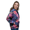 Neon Palm Leaf Hawaiian Print Women's Hoodie-grizzshop