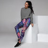 Neon Palm Leaf Hawaiian Print Women's Joggers-grizzshop