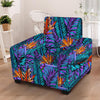 Neon Palm Leaf Tropical Print Armchair Cover-grizzshop