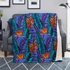 Neon Palm Leaf Tropical Print Blanket-grizzshop