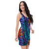 Neon Palm Leaf Tropical Print Bodycon Dress-grizzshop