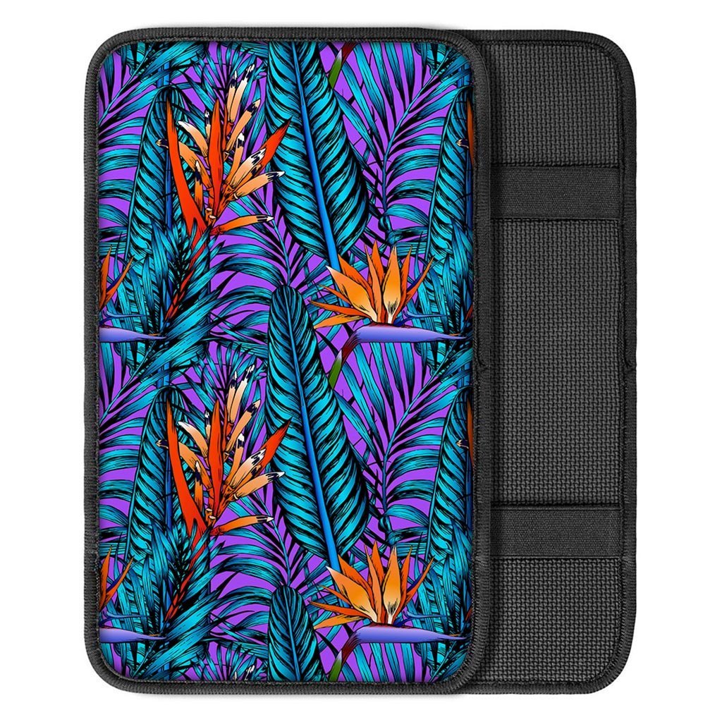 Neon Palm Leaf Tropical Print Car Console Cover-grizzshop