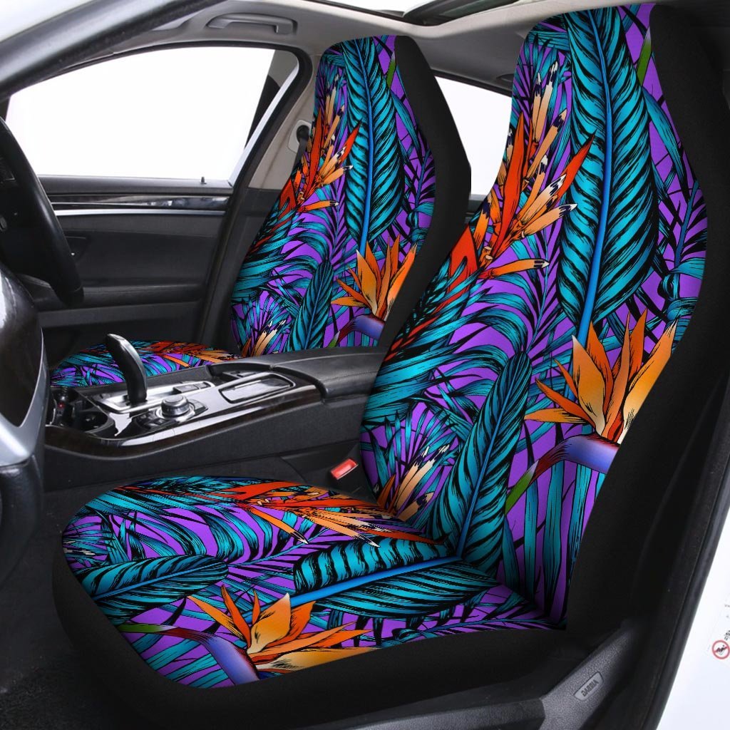 Neon Palm Leaf Tropical Print Car Seat Covers-grizzshop