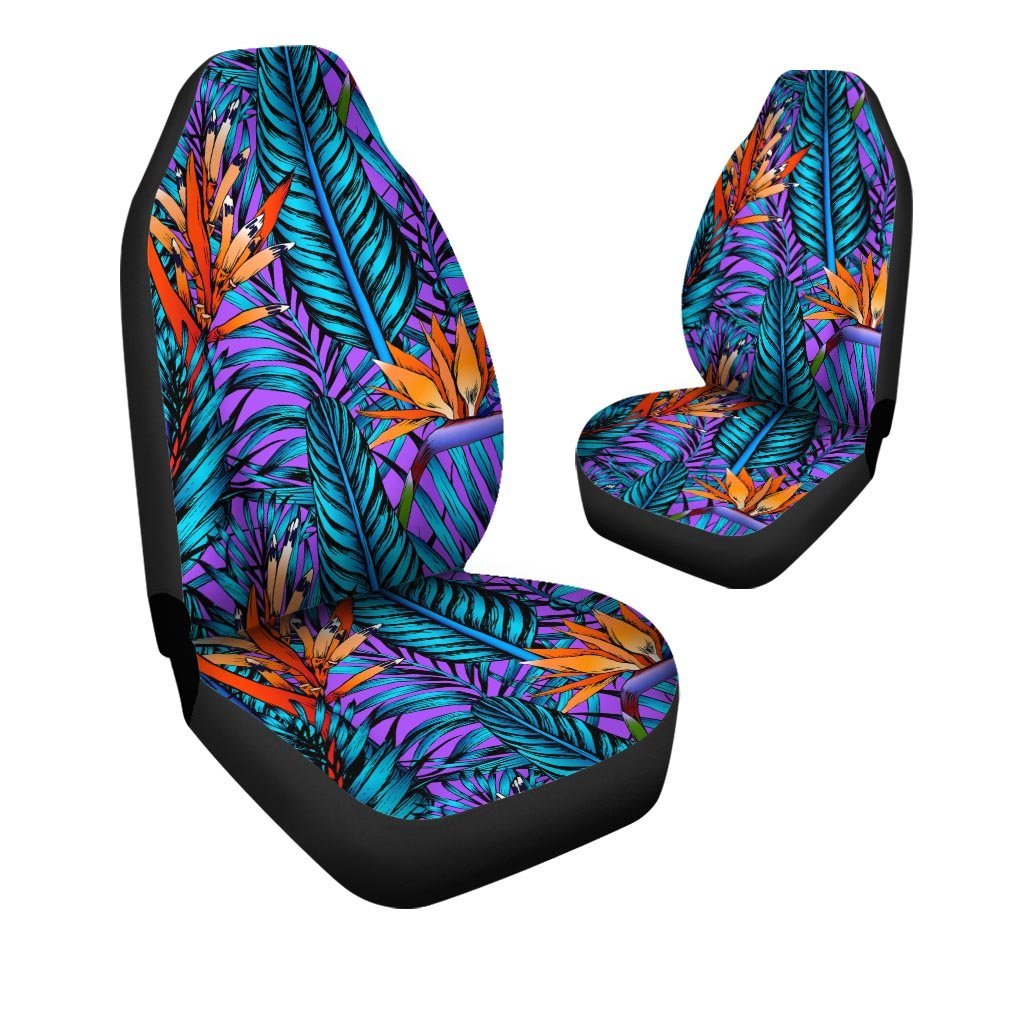 Neon Palm Leaf Tropical Print Car Seat Covers-grizzshop