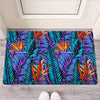 Neon Palm Leaf Tropical Print Door Mat-grizzshop