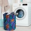 Neon Palm Leaf Tropical Print Laundry Basket-grizzshop