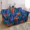 Neon Palm Leaf Tropical Print Loveseat Cover-grizzshop