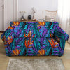 Neon Palm Leaf Tropical Print Loveseat Cover-grizzshop