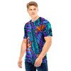 Neon Palm Leaf Tropical Print Men T Shirt-grizzshop