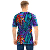 Neon Palm Leaf Tropical Print Men T Shirt-grizzshop