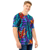 Neon Palm Leaf Tropical Print Men T Shirt-grizzshop