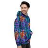 Neon Palm Leaf Tropical Print Men's Hoodie-grizzshop