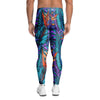 Neon Palm Leaf Tropical Print Men's Leggings-grizzshop