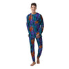 Neon Palm Leaf Tropical Print Men's Pajamas-grizzshop