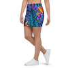 Neon Palm Leaf Tropical Print Mini Skirt-grizzshop