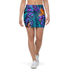 Neon Palm Leaf Tropical Print Mini Skirt-grizzshop