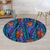 Neon Palm Leaf Tropical Print Round Rug-grizzshop