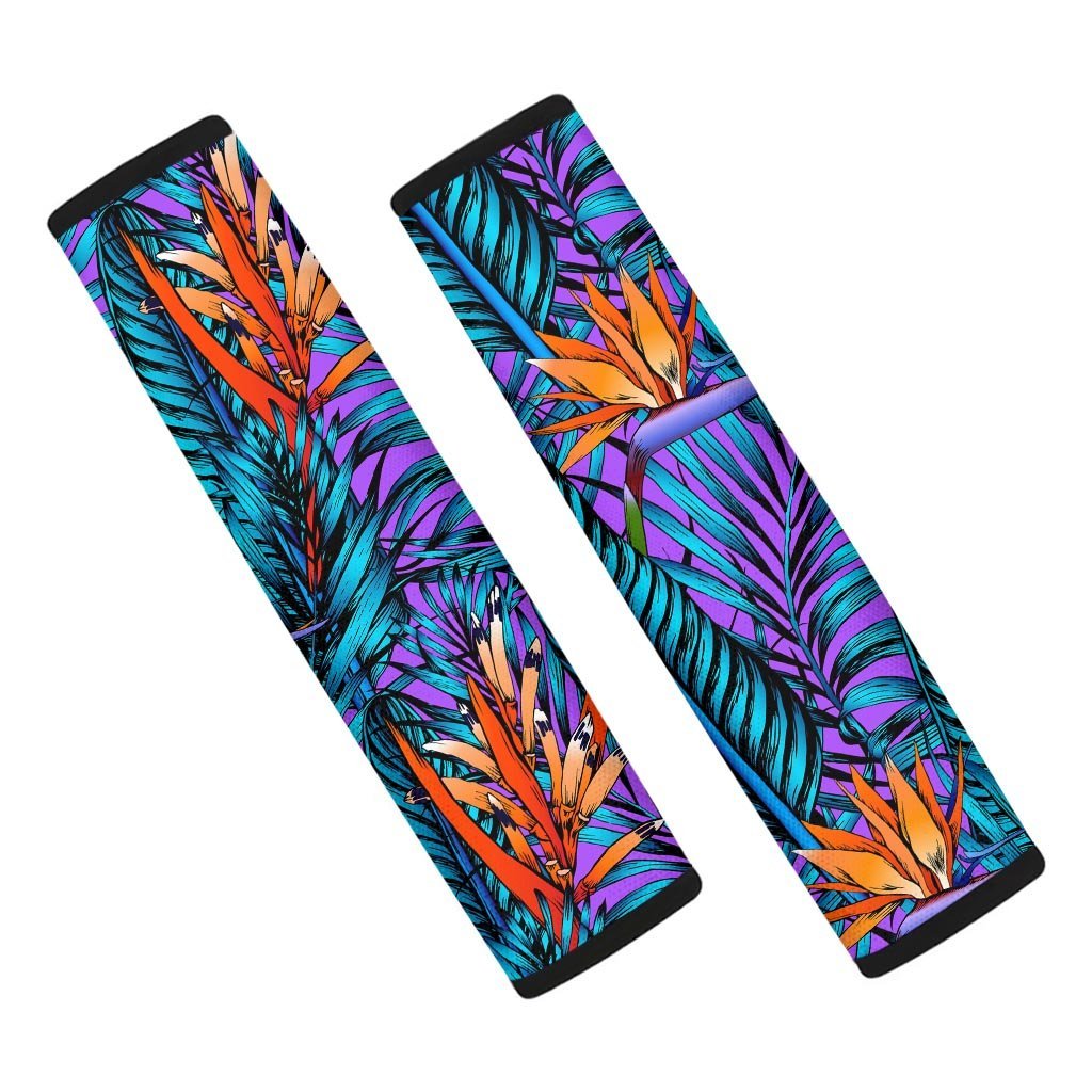 Neon Palm Leaf Tropical Print Seat Belt Cover-grizzshop