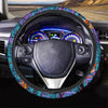 Neon Palm Leaf Tropical Print Steering Wheel Cover-grizzshop