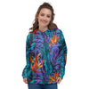 Neon Palm Leaf Tropical Print Women's Hoodie-grizzshop