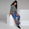 Neon Palm Leaf Tropical Print Women's Joggers-grizzshop