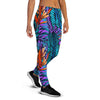 Neon Palm Leaf Tropical Print Women's Joggers-grizzshop