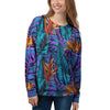 Neon Palm Leaf Tropical Print Women's Sweatshirt-grizzshop