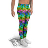 Neon Palm Tree Print Pattern Men's Leggings-grizzshop