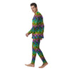 Neon Palm Tree Print Pattern Men's Pajamas-grizzshop