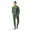 Neon Palm Tree Print Pattern Men's Pajamas-grizzshop