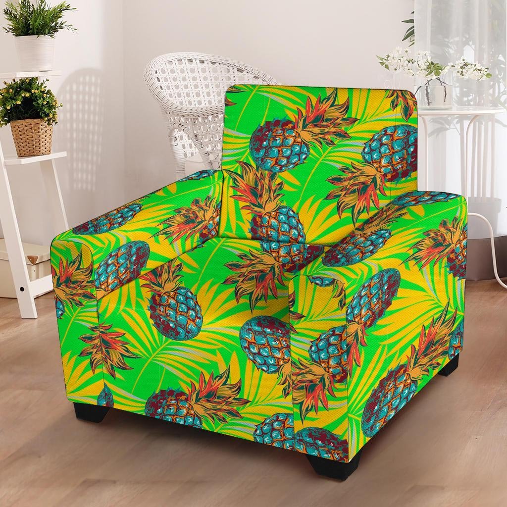 Neon Pineapple Hawaiian Print Armchair Cover-grizzshop