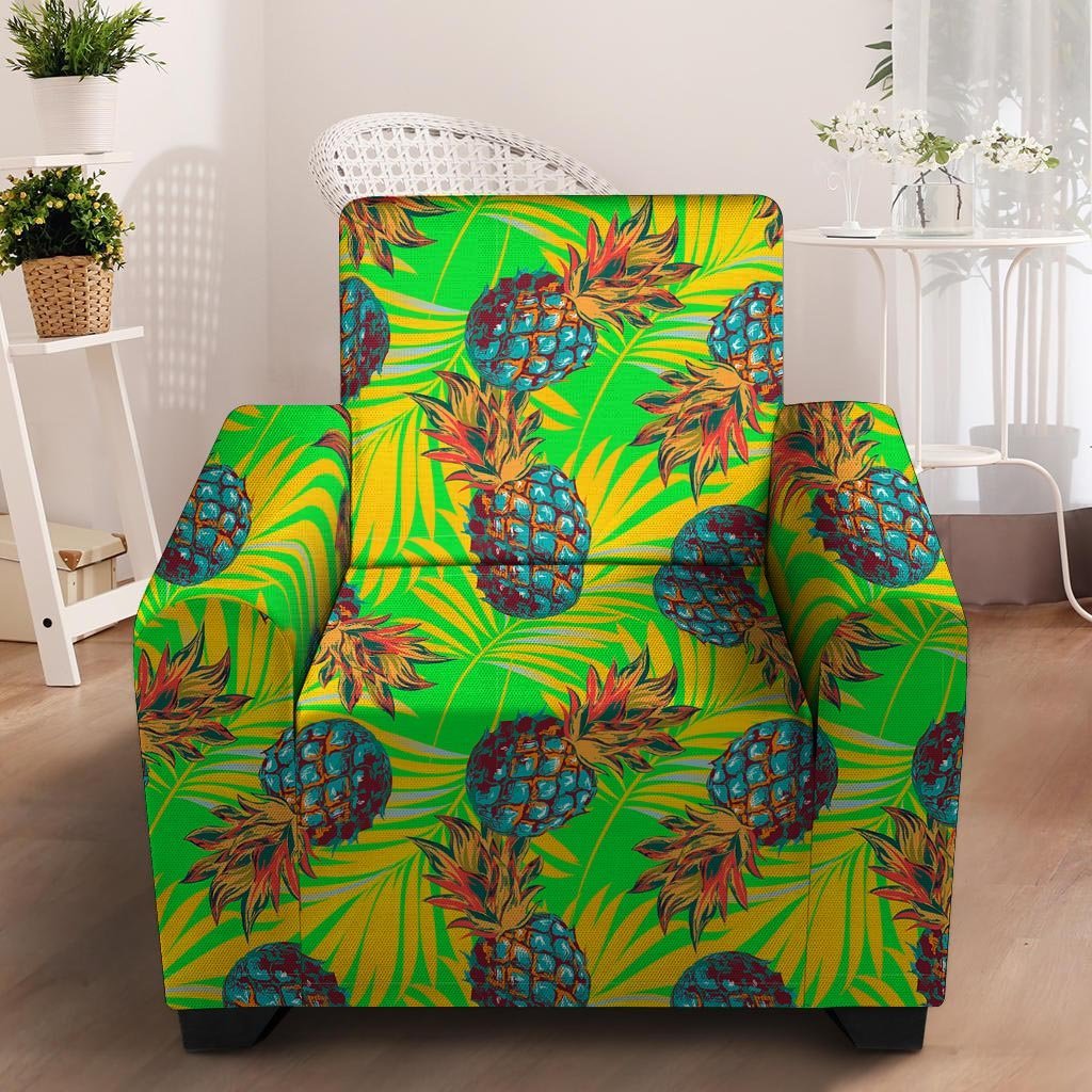 Neon Pineapple Hawaiian Print Armchair Cover-grizzshop