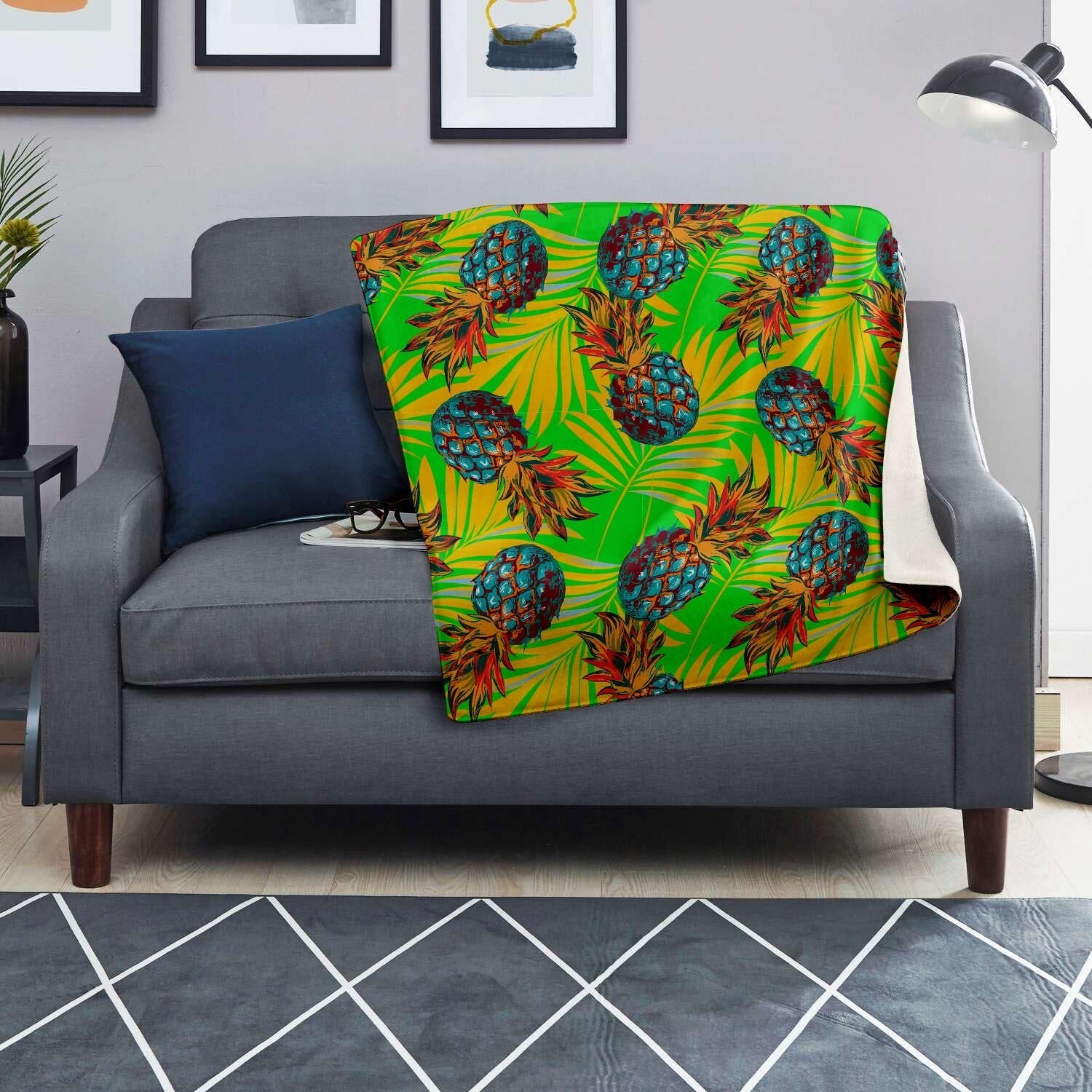 Neon Pineapple Hawaiian Print Blanket-grizzshop