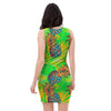 Neon Pineapple Hawaiian Print Bodycon Dress-grizzshop