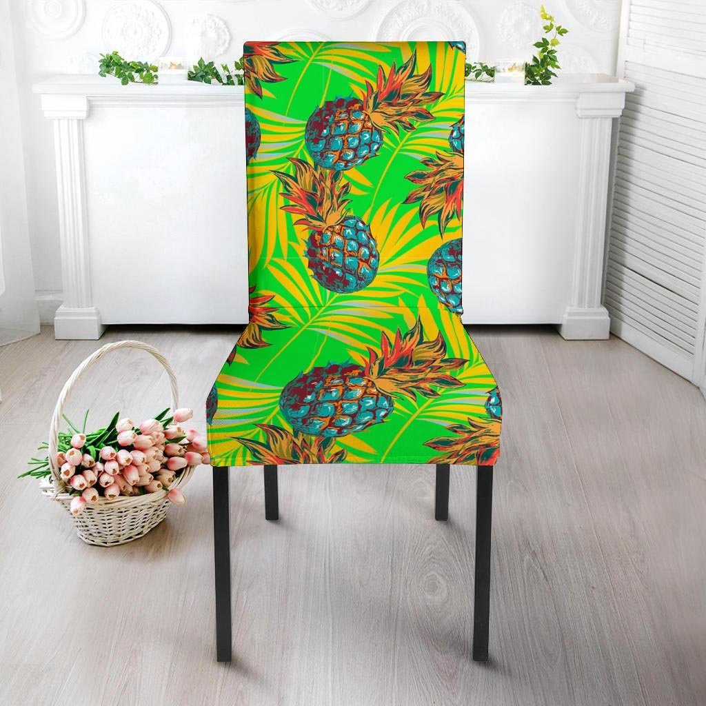 Neon Pineapple Hawaiian Print Chair Cover-grizzshop