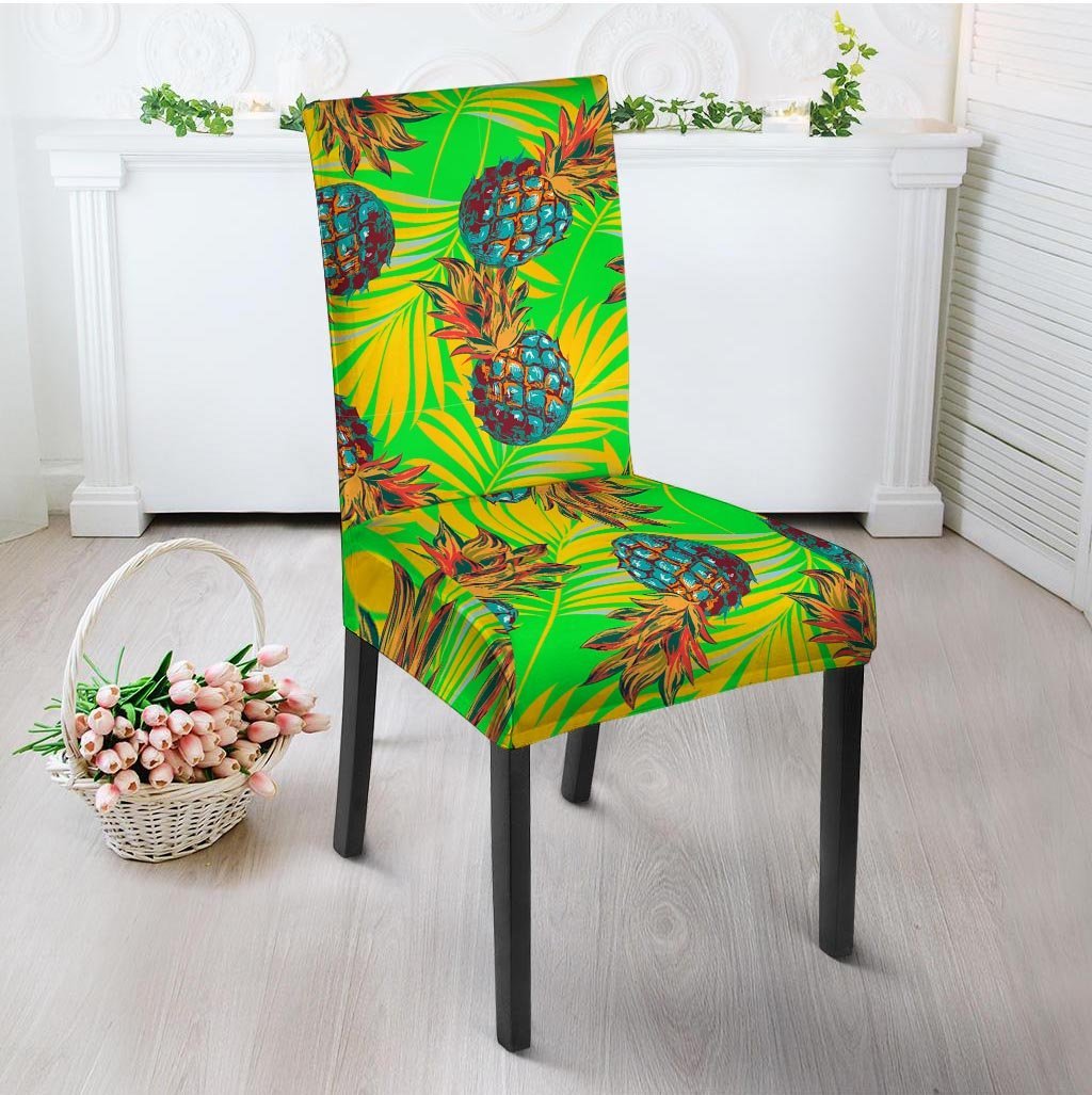 Neon Pineapple Hawaiian Print Chair Cover-grizzshop