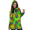 Neon Pineapple Hawaiian Print Hoodie Dress-grizzshop