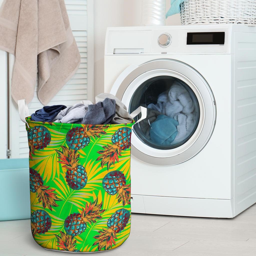Neon Pineapple Hawaiian Print Laundry Basket-grizzshop