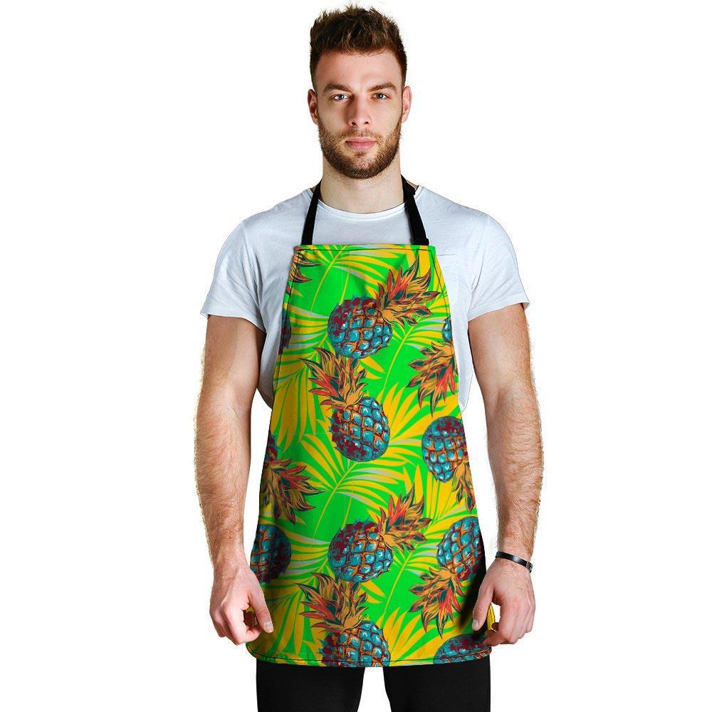 Neon Pineapple Hawaiian Print Men's Apron-grizzshop