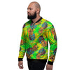 Neon Pineapple Hawaiian Print Men's Bomber Jacket-grizzshop