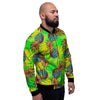 Neon Pineapple Hawaiian Print Men's Bomber Jacket-grizzshop