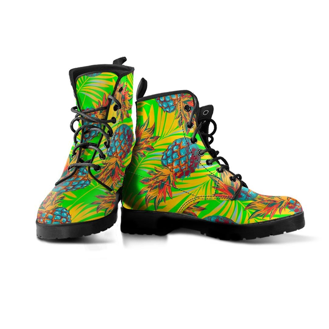 Neon Pineapple Hawaiian Print Men's Boots-grizzshop