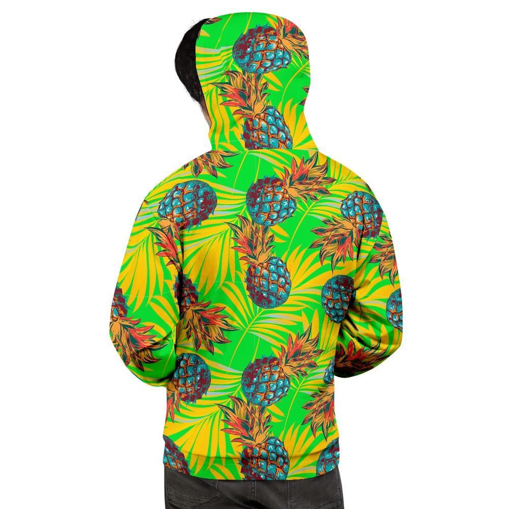 Neon Pineapple Hawaiian Print Men's Hoodie-grizzshop