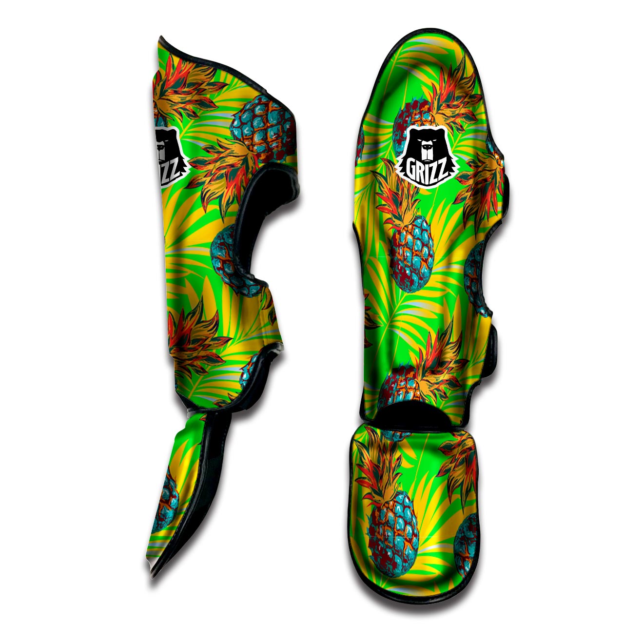 Neon Pineapple Hawaiian Print Muay Thai Shin Guard-grizzshop