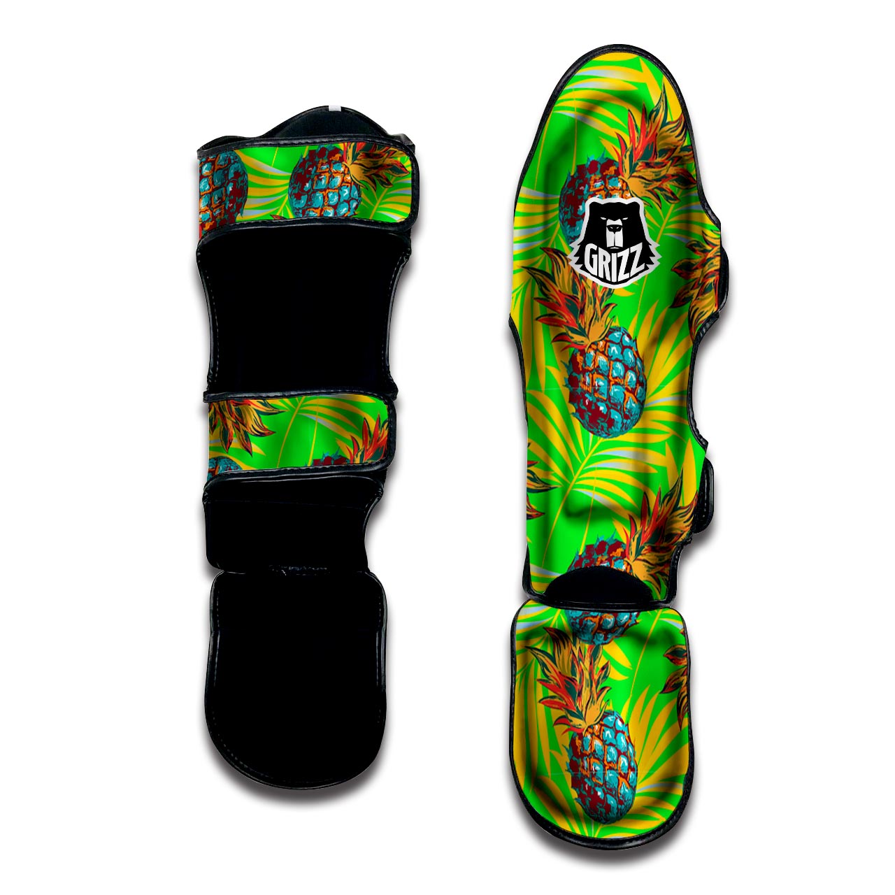 Neon Pineapple Hawaiian Print Muay Thai Shin Guard-grizzshop