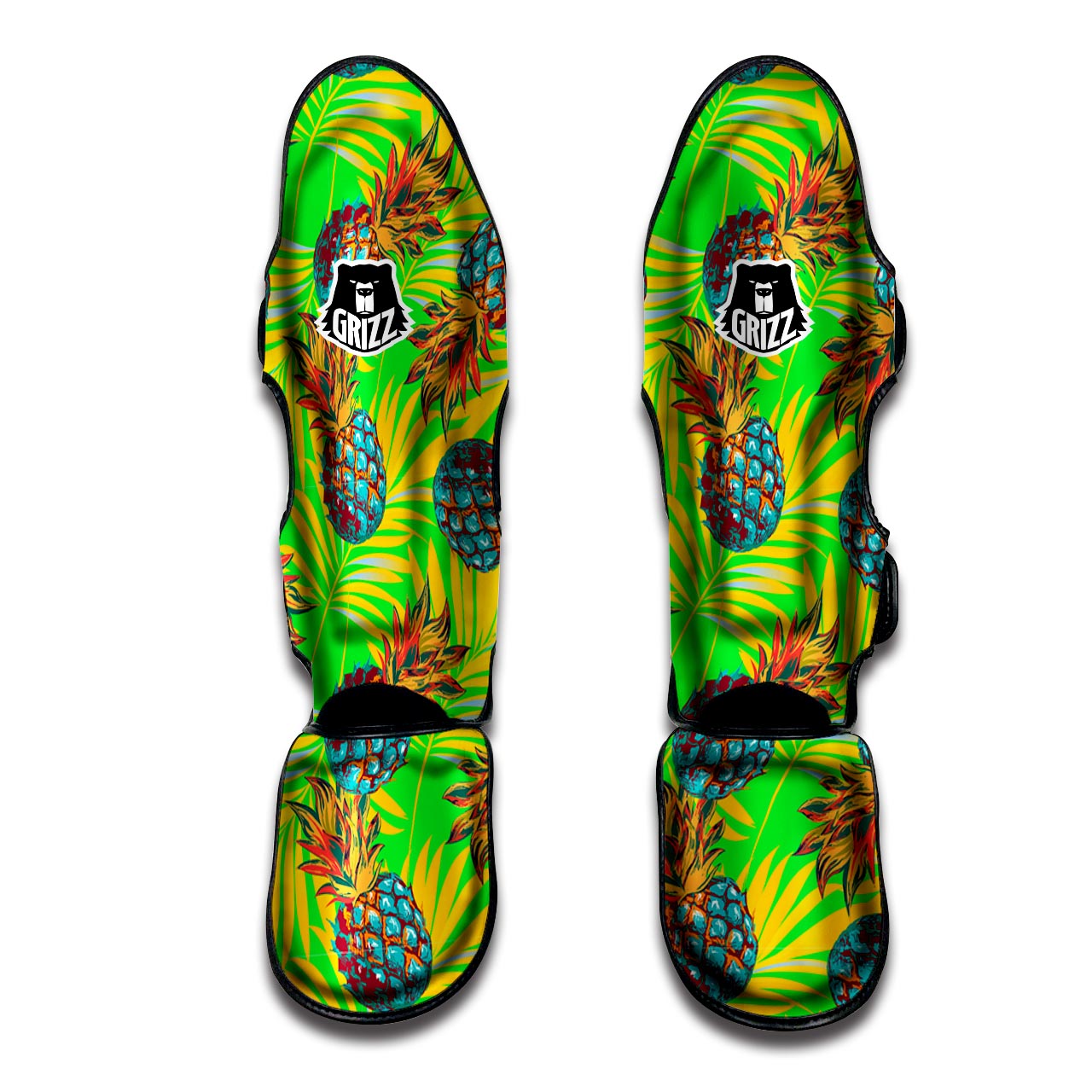 Neon Pineapple Hawaiian Print Muay Thai Shin Guard-grizzshop