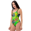 Neon Pineapple Hawaiian Print One Piece Swimsuite-grizzshop