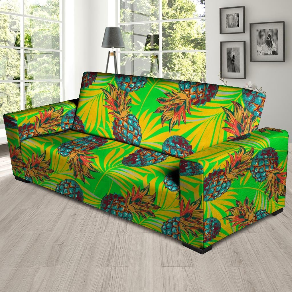 Neon Pineapple Hawaiian Print Sofa Cover-grizzshop