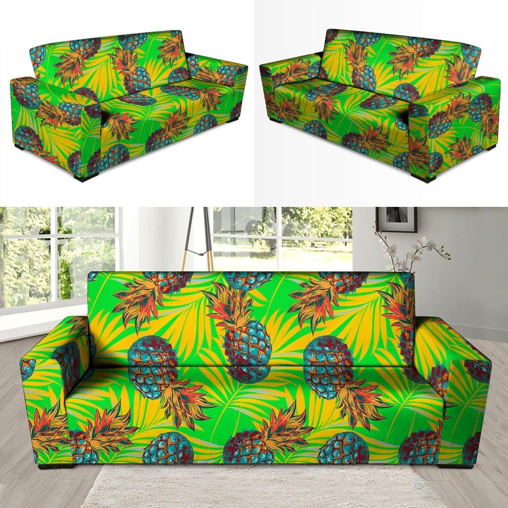 Neon Pineapple Hawaiian Print Sofa Cover-grizzshop