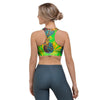 Neon Pineapple Hawaiian Print Sports Bra-grizzshop